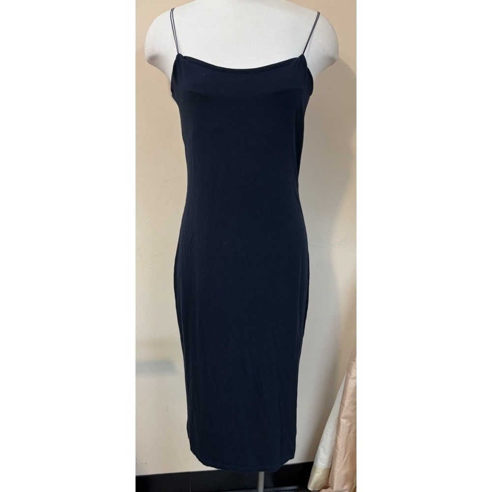 T By Alexander Wang Cutout-Back Midi Dress Navy Blue Stretch Jersey Sz L